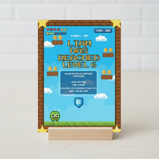 Level Up Video Game Birthday Party Invitation Einladung (Von Creator hochgeladen)