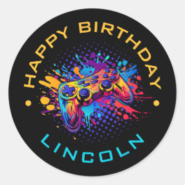 Level-Up-Video-Game-Controller Runder Aufkleber