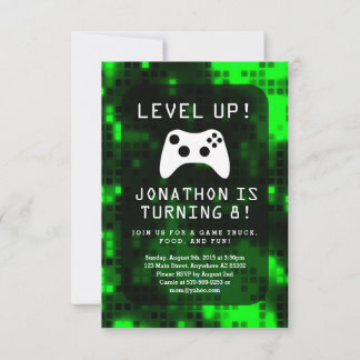Level Up Video Game Truck Geburtstagsparty Einladung