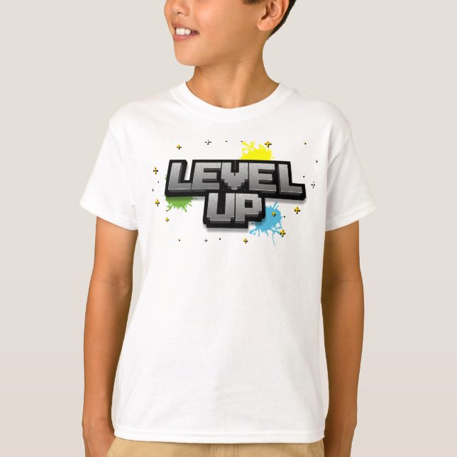 Level Up! Video Pixel Art Birthday T - Shirt (Vorderseite)