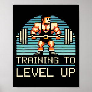 Level Up Videospiel Gamer Fitnessstudio Workout Ga Poster