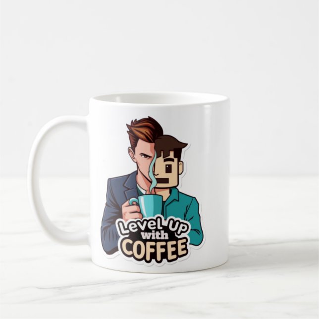 Level Up with Coffee (man) Kaffeetasse (Links)