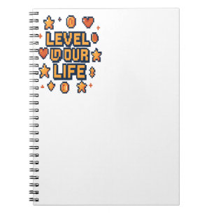 "Level Up Your Life" - Pixel Art Motivierend Desi Notizblock