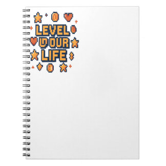 "Level Up Your Life" - Pixel Art Motivierend Desi Notizblock