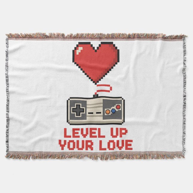 Level Up Your Love, Retro Pixel Gaming Design Decke (Vorderseite)