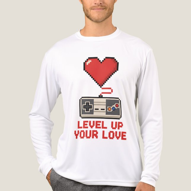Level Up Your Love, Retro Pixel Gaming Design Tri-Blend Shirt (Vorderseite)
