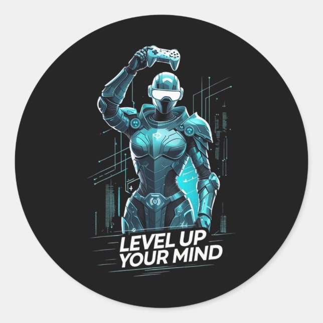 Level Up Your Mind Ai Gamer  Runder Aufkleber (Vorderseite)