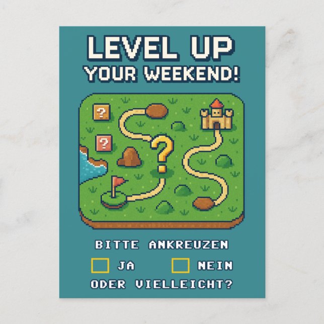 Level Up Your Weekend! Postkarte (Vorderseite)