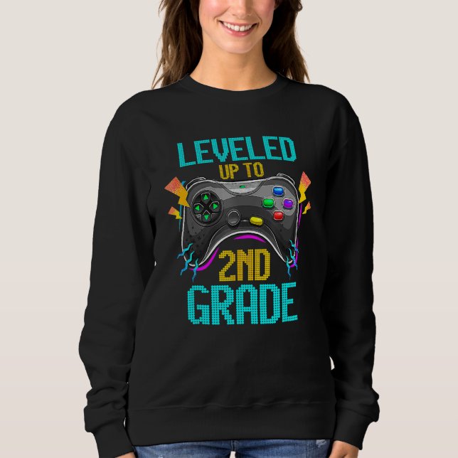 Leveled Up To 2nd Grade Video Gamer Back To School Sweatshirt (Vorderseite)