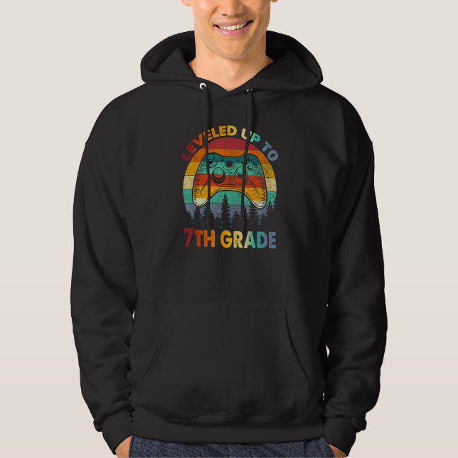 Leveled Up To 7th Grade Gamer Back To School First Hoodie (Vorderseite)