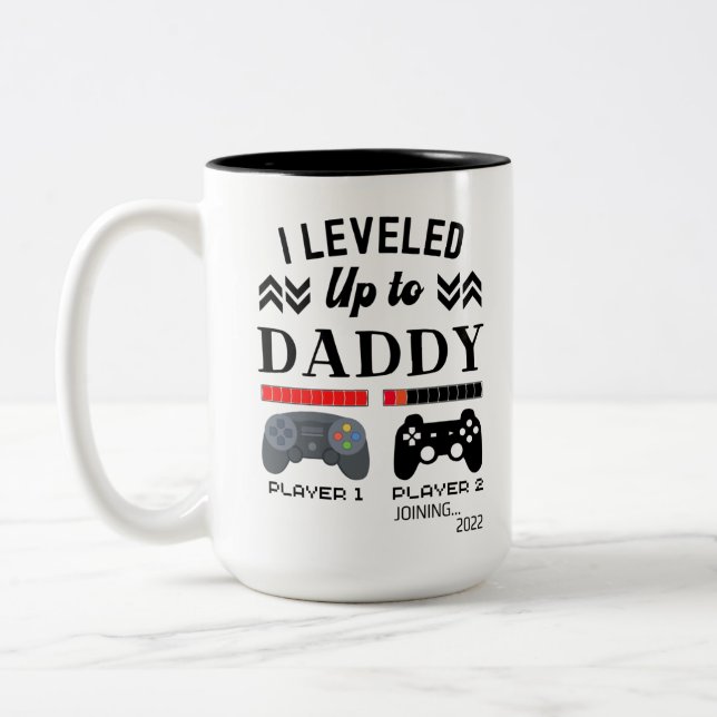 Leveled up to daddy player 1 2 spiel zweifarbige tasse (Links)