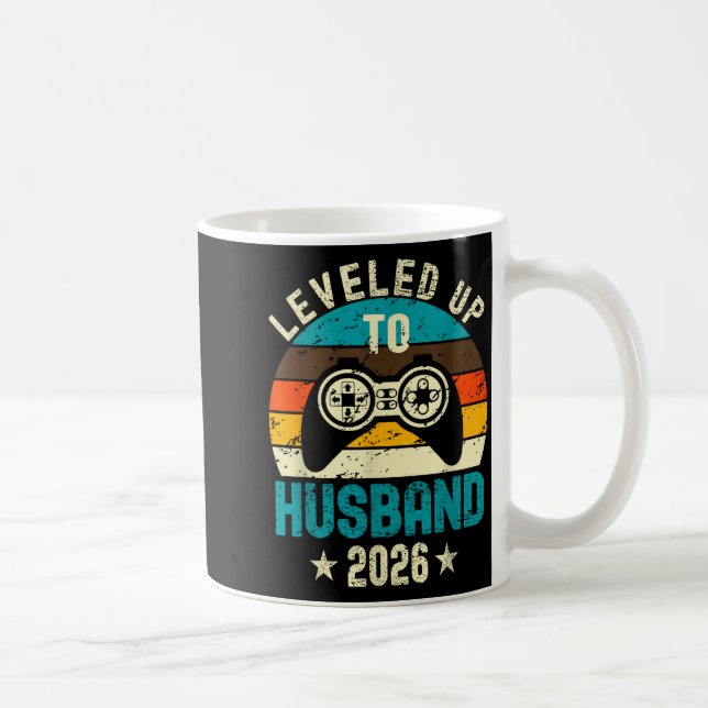 Leveled Up To Husband 2026 Newlywed Groom Just Mar Kaffeetasse (Rechts)