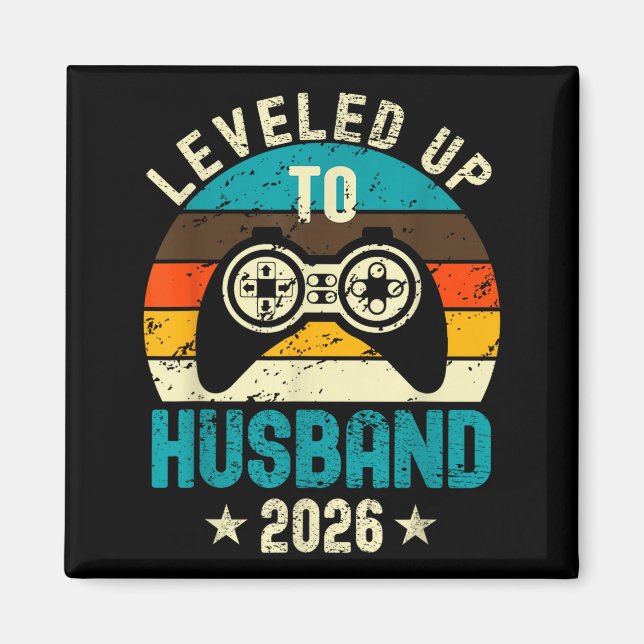 Leveled Up To Husband 2026 Newlywed Groom Just Mar Magnet (Vorne)
