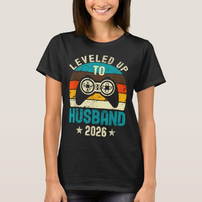 Leveled Up To Husband 2026 Newlywed Groom Just Mar T-Shirt (Vorderseite)