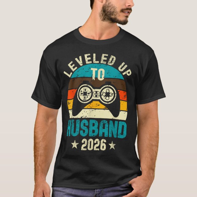 Leveled Up To Husband 2026 Newlywed Groom Just Mar T-Shirt (Vorderseite)
