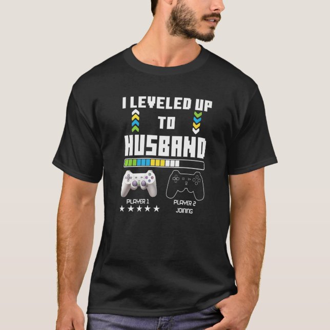 Leveled Up To Husband Gaming Controller Couple Gam T-Shirt (Vorderseite)