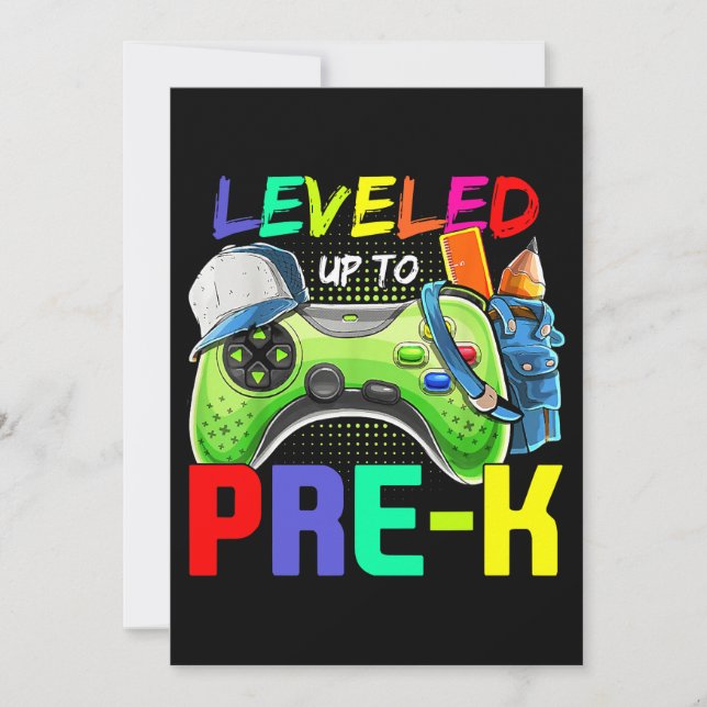 Leveled Up To PreK Gamer Back To School First Day  Einladung (Vorderseite)