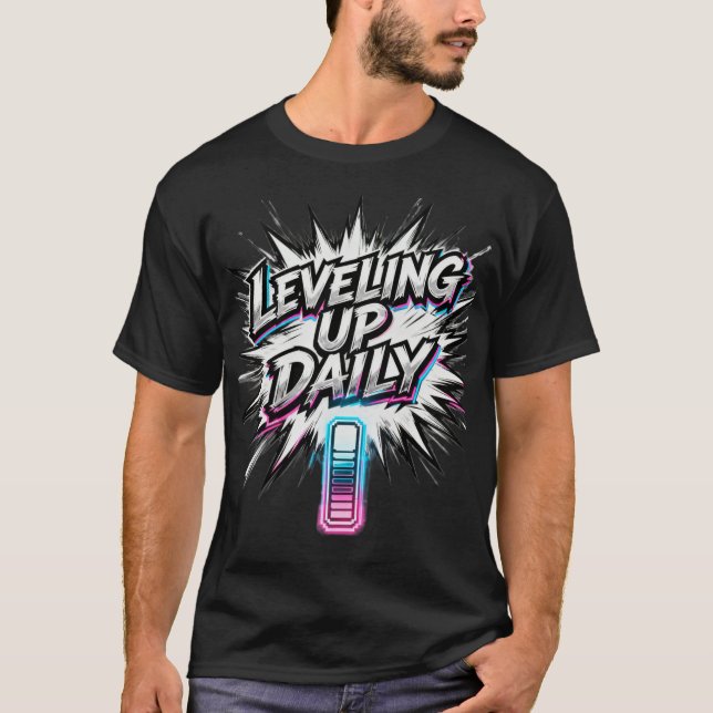 Leveling Up Daily Anime Gym Motivation Shirt (Vorderseite)