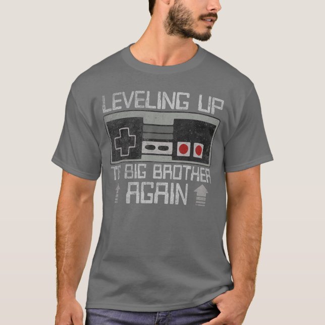 Leveling up to Big Brother Again Funny Gamer Boys  T-Shirt (Vorderseite)