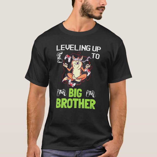 Leveling Up To Big Brother Gamer Shiba Inu Dog Vid T-Shirt (Vorderseite)