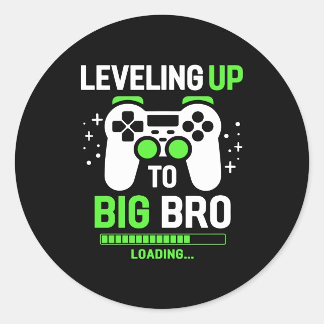 Leveling Up To Big Brother Gaming Boy  Runder Aufkleber (Vorderseite)