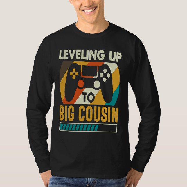 Leveling Up To Big Cousin Baby Announcement Player T-Shirt (Vorderseite)