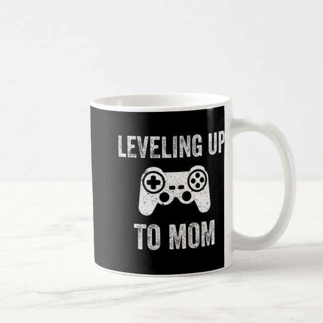 Leveling Up To Mom Shirt For Expecting Mother  Kaffeetasse (Rechts)