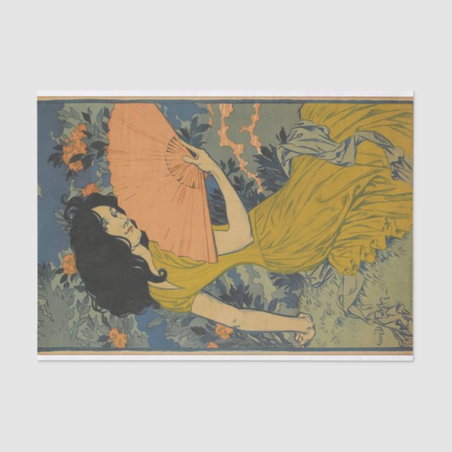 L'event (The Fan) von Eugene Grasset Seidenpapier (Vorderseite)
