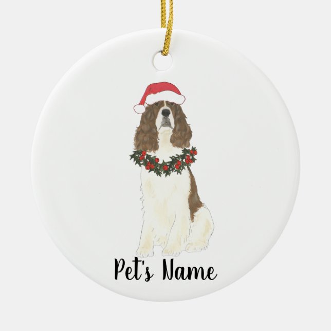 Lever and White English Springer Spanier Weihnacht Keramik Ornament (Vorne)