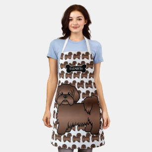 Lever Brown Shih Tzu Niedlicher Cartoon Dog & Name Schürze