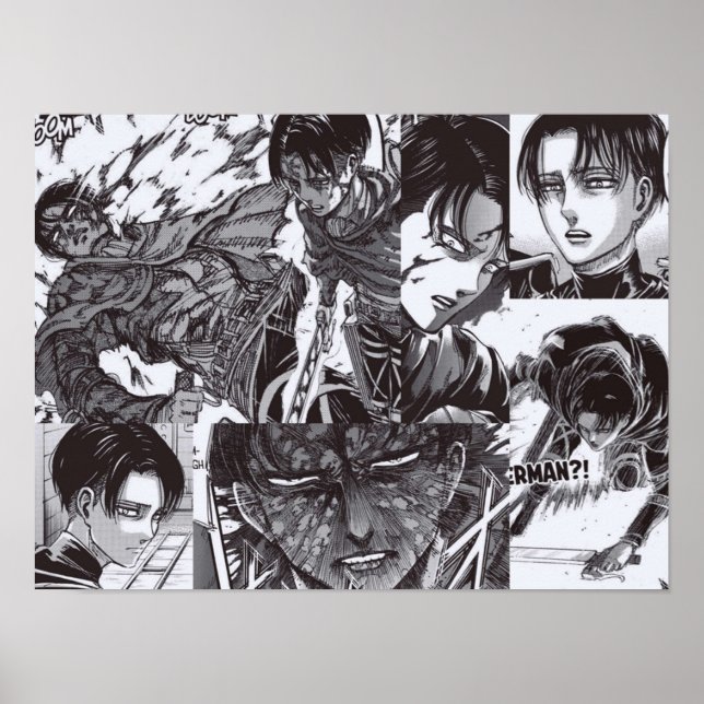 Levi Ackerman Angriff auf Titan Landschaft Poster (Vorne)