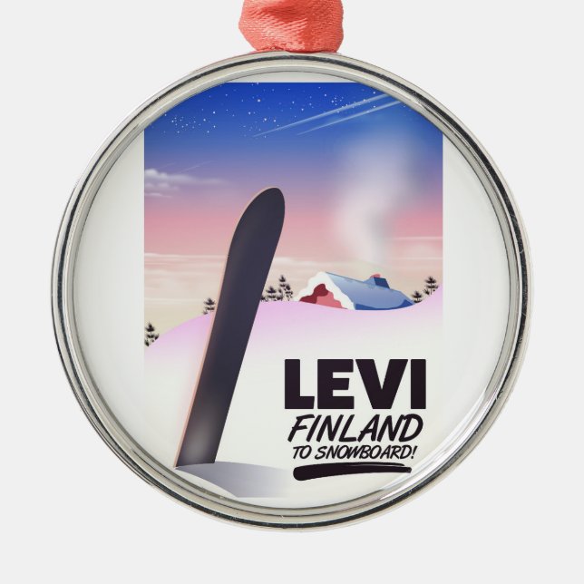 Levi Finland Snowboarding travel poster Silbernes Ornament (Vorne)