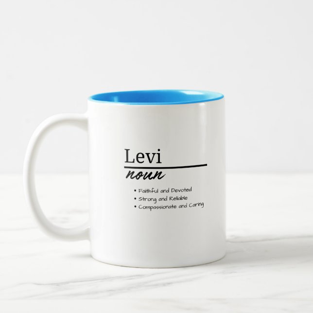 Levi, Personalisierter Name des Jungen Zweifarbige Tasse (Links)