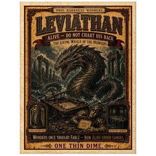 Leviathan, Vintage Zirkusmonster Postkarte