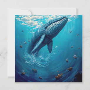 Leviathans Flug in die Freiheit – Surrealer Wal Ku Dankeskarte