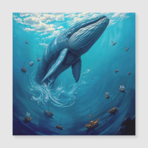 Leviathans Flug in die Freiheit – Surrealer Wal-Ku Magnetkarte
