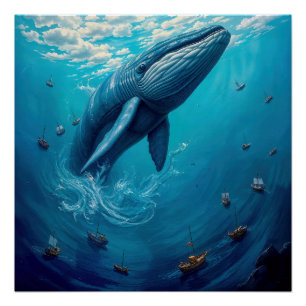 Leviathans Flug in die Freiheit – Surrealer Wal-Ku Poster