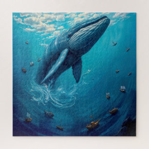 Leviathans Flug in die Freiheit – Surrealer Wal Ku Puzzle