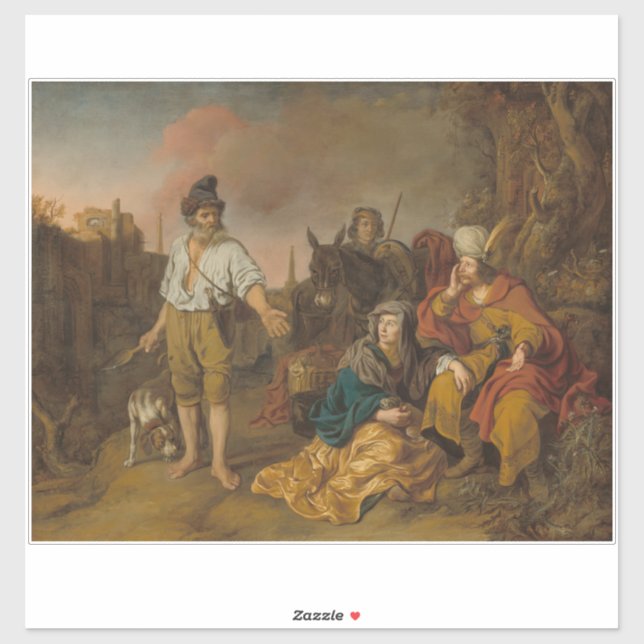 Levite und sein Konkubin in Gibeah, Altes Testamen Aufkleber (Blatt)