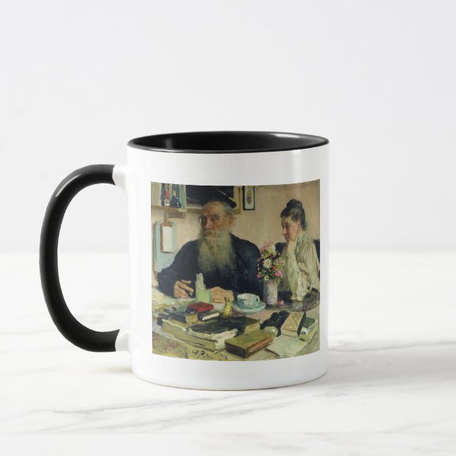 Lew Tolstoi mit seiner Ehefrau in Yasnaya Polyana Tasse (Links)