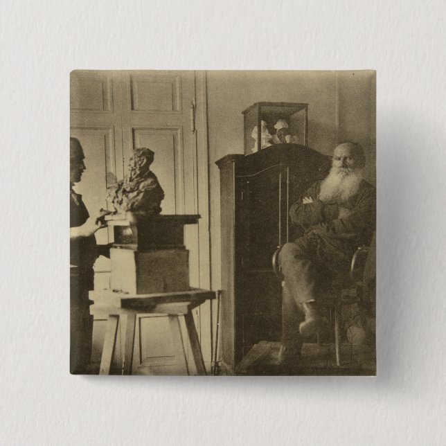 Lew Tolstoi und der Bildhauer Prinz Paolo Button (Vorderseite)