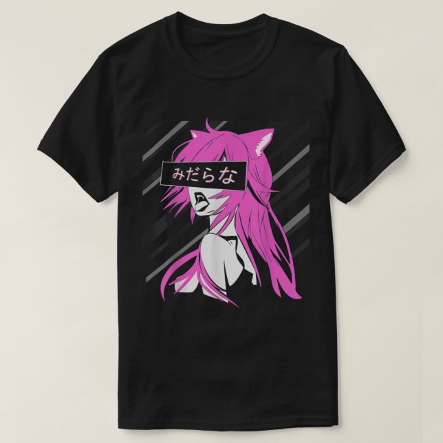 Lewd waifu Japanische Raubkatze Mädchen Anime Neko T-Shirt (Design vorne)