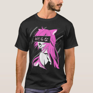 Lewd waifu Japanische Raubkatze Mädchen Anime Neko T-Shirt