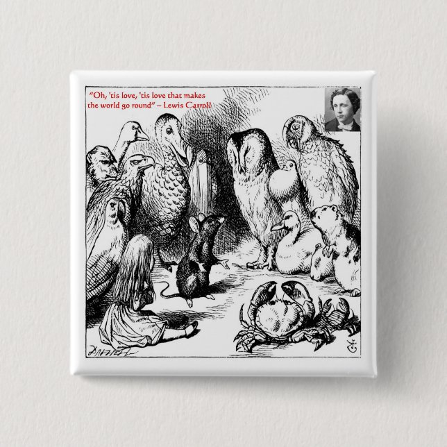 Lewis Carroll - Glass Illustration & Quote Button (Vorderseite)