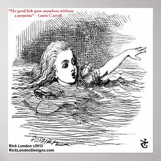 Lewis Carroll - Glass Illustration & Quote Poster (Vorne)