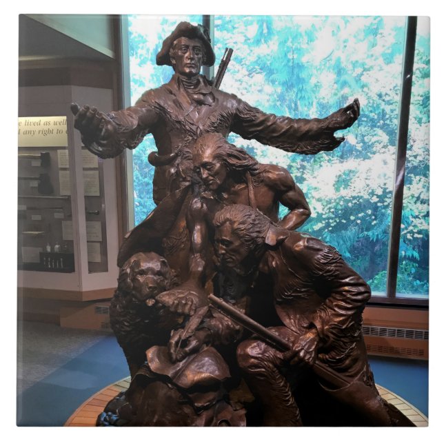 Lewis & Clark Statue, Fort Clatsop, Oregon Fliese (Vorderseite)