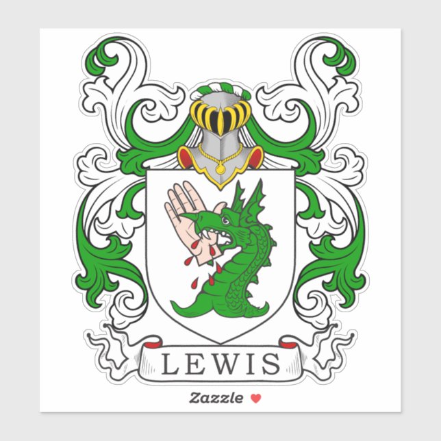 Lewis Familienwappen Aufkleber (Blatt)