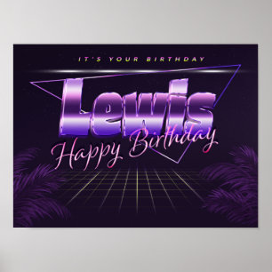 Lewis Name Vorname lila retro Poster Geburtstag
