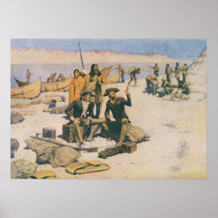 Lewis und Clark am Columbia River Poster
