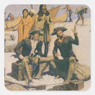 Lewis und Clark am Columbia River Quadratischer Aufkleber